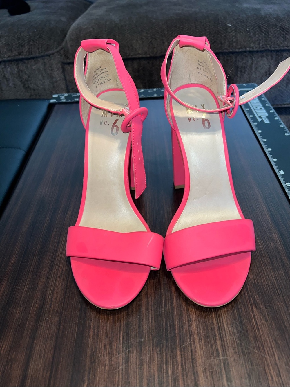 Mix No. 6 Hot Pink Ankle-Strap Block Heel Sandals